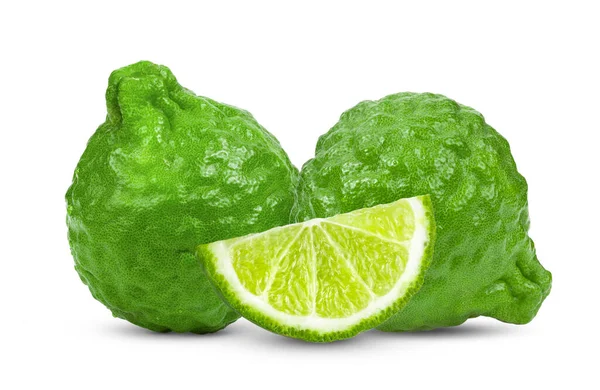 Bergamot Vagy Kaffir Izolált Fehér Alapon — Stock Fotó