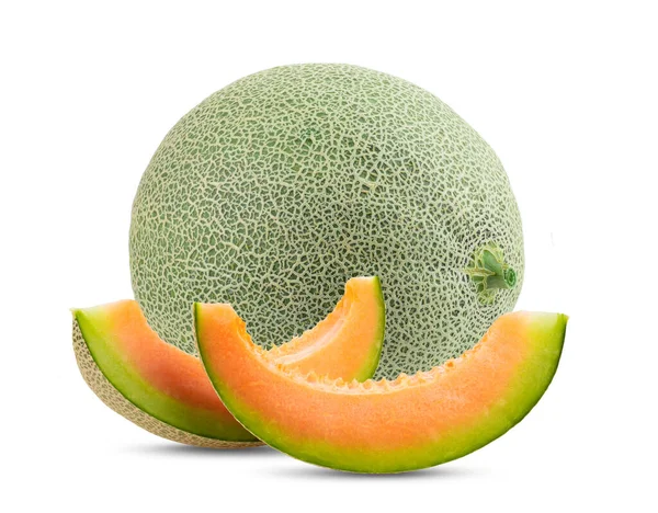 Cantaloupe Meloen Geïsoleerd Witte Achtergrond — Stockfoto