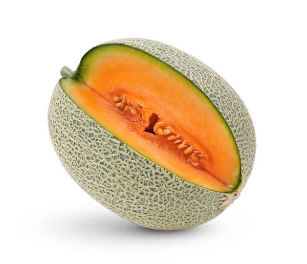 Melon Cantaloup Isolé Sur Fond Blanc — Photo