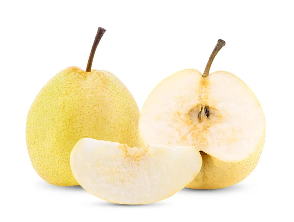 stock image yellow pear fruit on white background