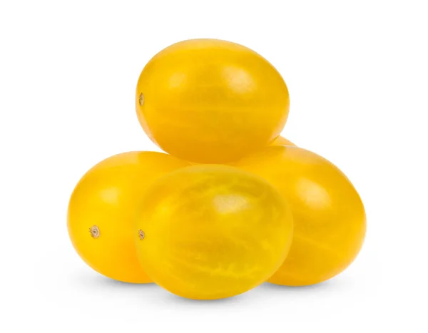 Tomates Cereja Amarelos Isolados Sobre Fundo Branco — Fotografia de Stock