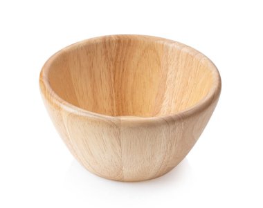 Ahşap kase beyaz arkaplanda izole