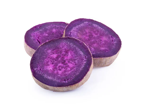 Slice Purple Yams Potato Isolated White Background — Stock Photo, Image