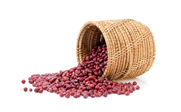 Red Small Azuki Beans Basket White Background Royalty Free Stock Images