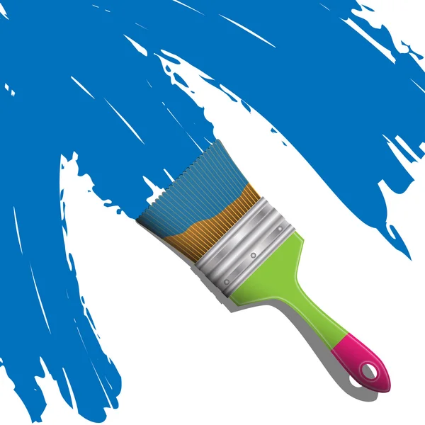 Brosse avec peinture bleue — Image vectorielle