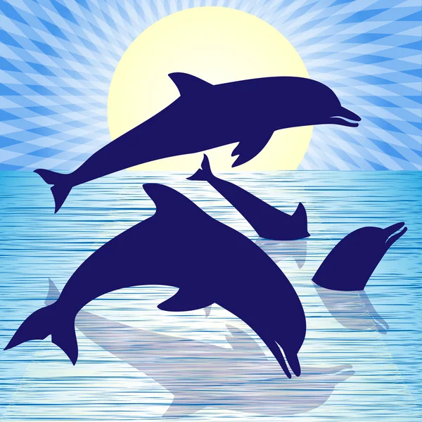 嬉戏的海豚 — 图库矢量图片