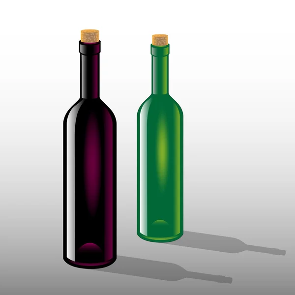 Flessen van rode en witte wijn — Stockvector