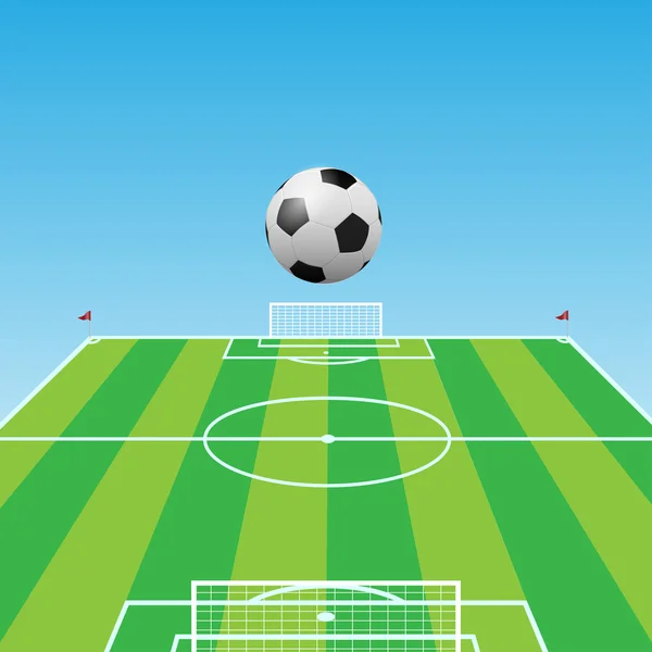 Football pitch-Soccer ball — Stock Vector