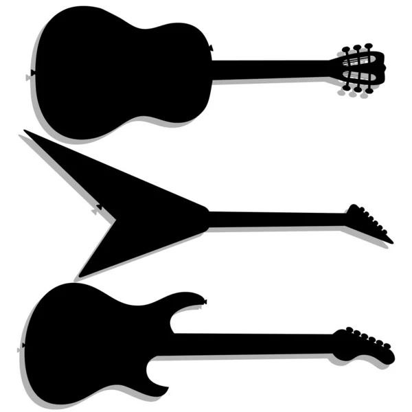 Silhuetas de guitarra — Vetor de Stock