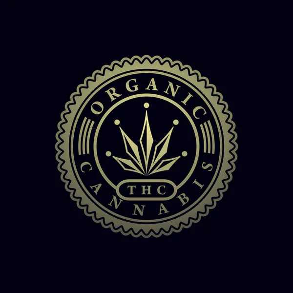 Icona Della Cannabis Biologica Illustrazione Icona Cannabis Biologica Sfondo Nero — Vettoriale Stock