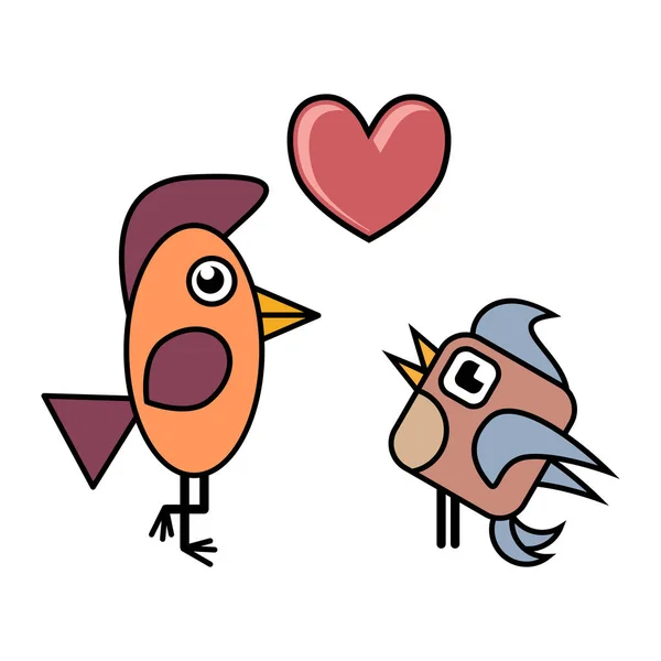 Verliefde Vogels Illustratie Van Een Verliefde Vogel Een Witte Achtergrond — Stockvector