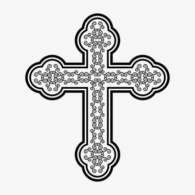 Haç dini bir sembol. Beyaz bir arka planda haçın dini bir sembol olarak tasviri