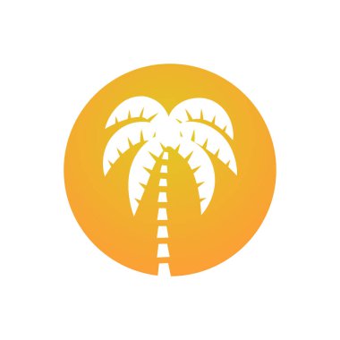 Logo olarak palmiye ağacı. Beyaz arkaplanda bir logo tasarımı olarak bir palmiye ağacı tasviri