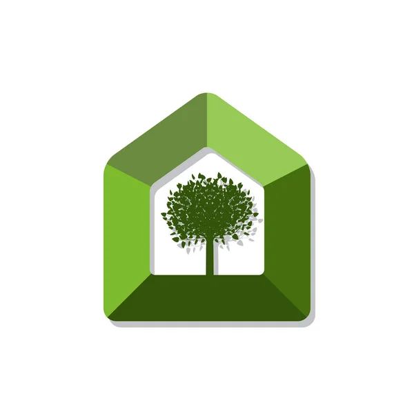 Ecological Green House Illustration Ecological Green House Logo Design — Stock Vector
