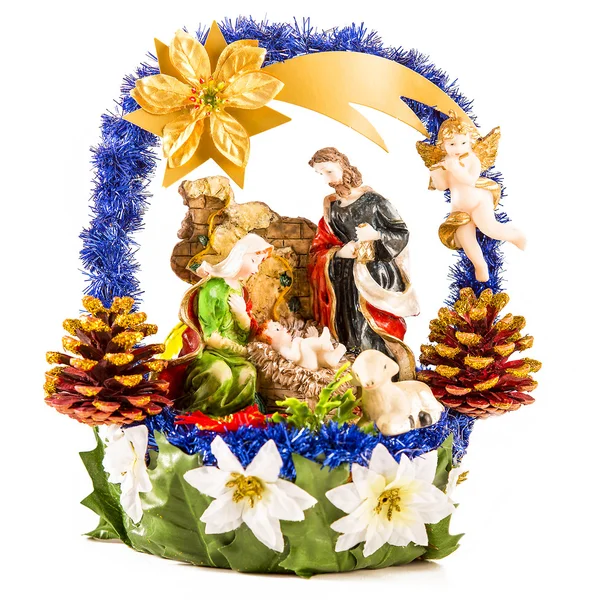 Christmas Crib in the Form of Ornamented Basket — Stock Photo, Image