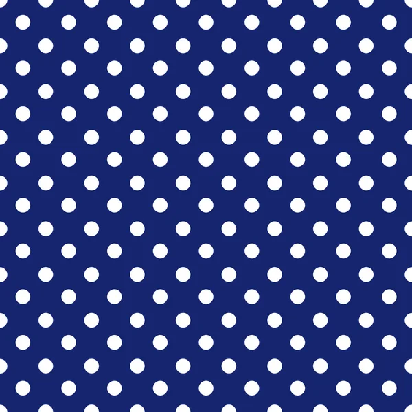 白いドットのシームレスなパターンとブルーの背景ポルカ ファブリック — ストックベクタ