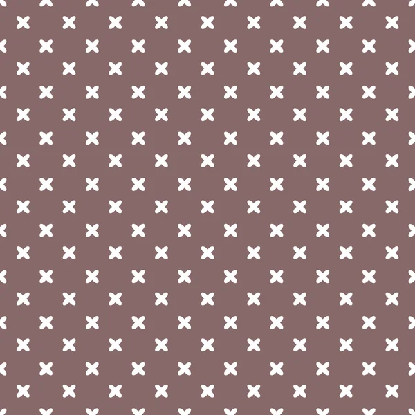 Tela de fondo marrón con cruces blancas patrón sin costuras — Vector de stock