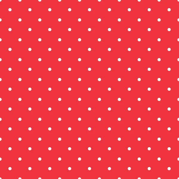 Tessuto a pois sfondo rosso con puntini bianchi patt senza cuciture — Vettoriale Stock