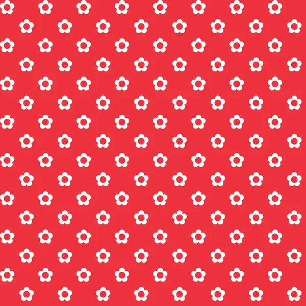 Fondo rojo, flores blancas patrón sin costura, textura de la tela — Vector de stock