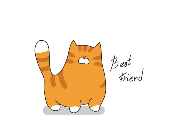 Cartoon Cute Cat Vector Illustration Pet Funny Character Slogan Print — Stock Vector