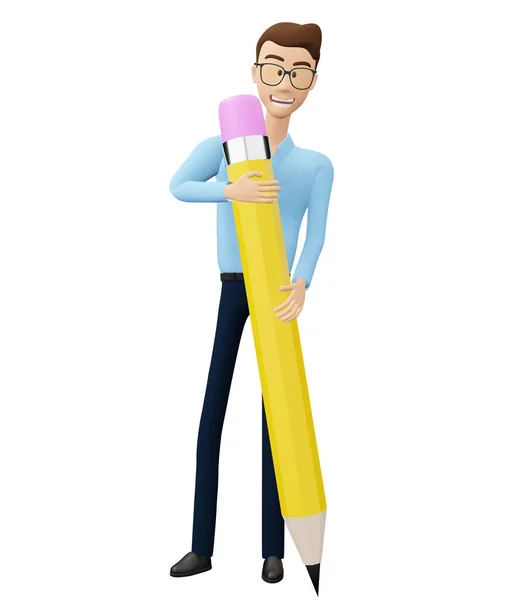 Ilustração Negócios Personagem Homem Renderização Empresário Dos Desenhos Animados Isolado — Fotografia de Stock