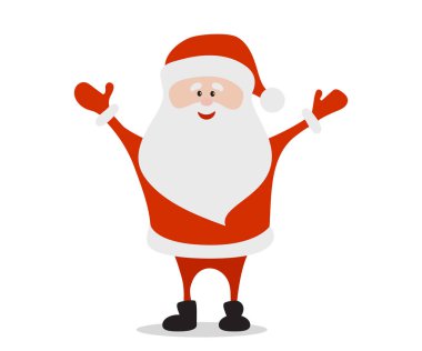 Komik, neşeli Noel Baba karakteri beyaza izole edilmiş. Noel vektör illüstrasyonu.