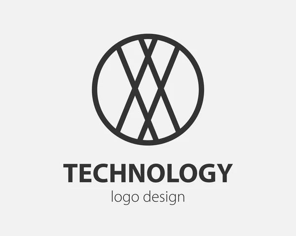 円の中の幾何学的ベクトルのロゴ 単純な線形設計でナノ技術 暗号通貨やモバイルアプリケーションのためのハイテクスタイルのロゴタイプ — ストックベクタ