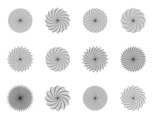 Geld Wasserzeichen Geometrische Runde Guilloches Spirographen Muster Und Grenzen Vektor — Stockvektor