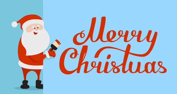 Diversión Dibujos Animados Feliz Santa Claus Dibujar Con Pincel Pintura — Vector de stock