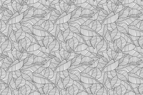 Vector illustration leaves of tree. Abstract seamless pattern black and white.