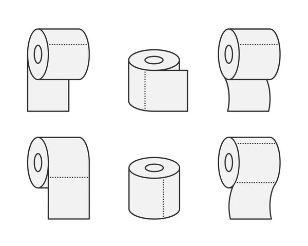 Set Van Sanitair Toiletpapier Iconen Vector Badkamer Illustratie Hygiëne Schoon — Stockvector