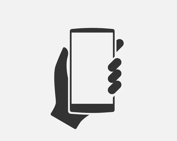 Ręczne Trzymanie Ikony Smartfona Ilustracja Wektora Telefonu Komórkowego Logo Trzymać — Wektor stockowy