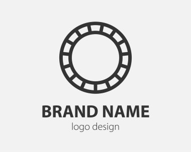 Bir daire içinde geometrik vektör logosu. Basit bir doğrusal tasarım içerisinde nano teknoloji, kripto para birimi ve mobil uygulamalar için yüksek teknoloji tarzı logotype.