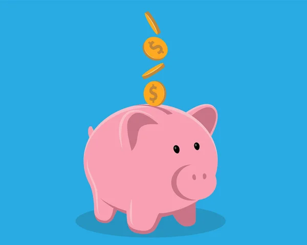 Piggy Τράπεζα Κέρμα Διανυσματική Απεικόνιση Εξοικονόμηση Επένδυση Και Συσσώρευση Χρημάτων — Διανυσματικό Αρχείο