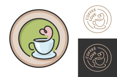 Kahve dükkanı ya da kafe için kahve logosu tasarımı. Espresso ya da cappuccino vektör işareti. Yaratıcı logot, moda çizgi simgesi, fasulye sembolü.