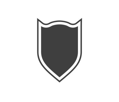 Siyah beyaz logo kalkanı. Garanti, rütbe ve muhafız sembolü. Güvenlik vektör simgesi.