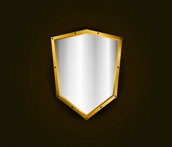 Metal Realistic Shield Vector Illustration Silver Gold Royal Design Security — Stock vektor