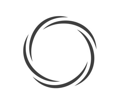 Yuvarlak çerçeve siyah ve beyaz vektör süsü. Grafiksel sınır karalaması. Halka eğrisi bağlantısı.