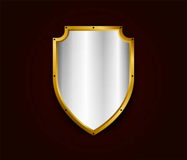 Metal Realistic Shield Vector Illustration Silver Gold Royal Design Security — Stockvektor