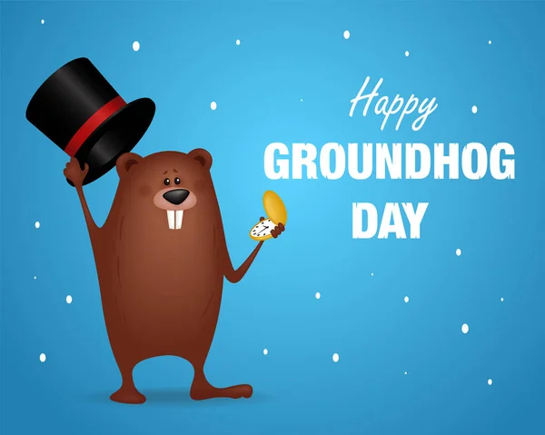 Happy Groundhog Day Vector Design Celebration February Template Greeting Card — 图库矢量图片