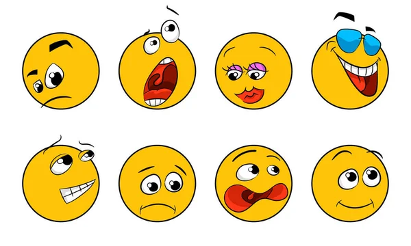 Set Trendy Emoji Cartoon Emoticon Sign Vector Fun Character — Stockový vektor