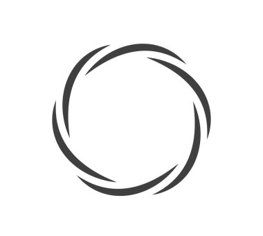 Yuvarlak çerçeve siyah ve beyaz vektör süsü. Grafiksel sınır karalaması. Halka eğrisi bağlantısı.