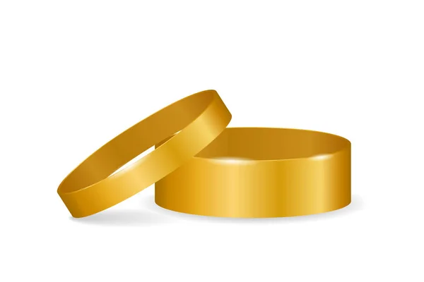 Arany Jegygyűrűk Vektor Illusztráció Ékszer Ragyogó Gyűrű Romantika Szerelem Szimbólum — Stock Vector