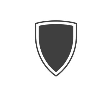 Siyah beyaz logo kalkanı. Garanti, rütbe ve muhafız sembolü. Güvenlik vektör simgesi.