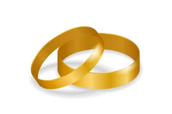 Gold Wedding Rings Vector Illustration Jewelry Glow Ring Romance Love — Vetor de Stock