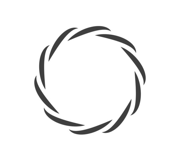 Круглая рамка черно-белого векторного орнамента. Графические пограничные каракули. Соединение кривой кольца.