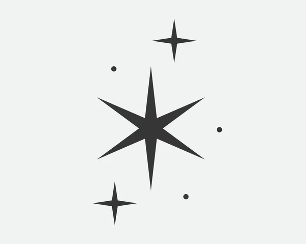 Stars Vector Icon Abstract Star Symbol Black White Galaxy Collection — Wektor stockowy