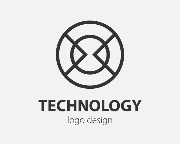 Logo Vettoriale Geometrico Cerchio Logotipo Stile High Tech Nano Tecnologia — Vettoriale Stock