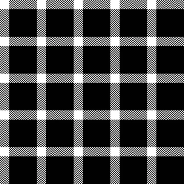 格子格子的检查图案黑色白色 无缝布质感 鞑靼纺织品印花设计 — 图库矢量图片