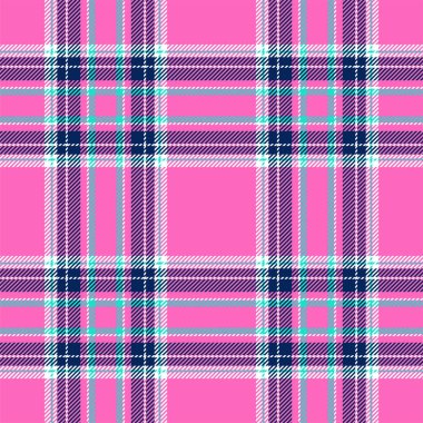 Ekose desenli pembe desenli. Kumaş dokusunu kontrol et. Vektör tekstil baskı tasarımı.